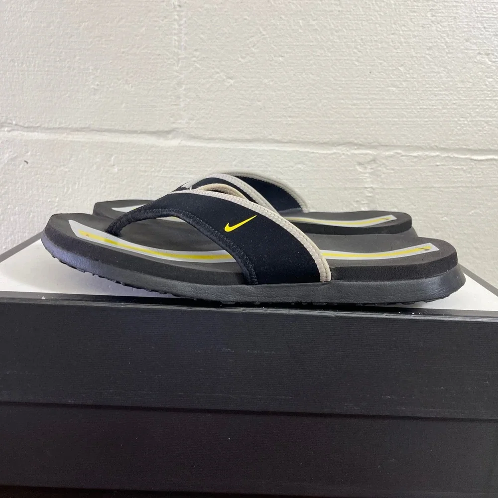 Nike Celso Black Grey Yellow Thong Sandals Flip Flops Slip On Men's 8 US/7 UK